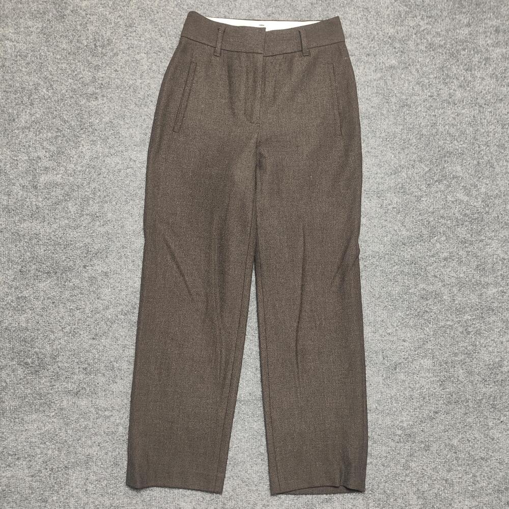 Wilfred Pants Womens 00 Brown Tweed Herringbone Dress Ankle Workwear Office